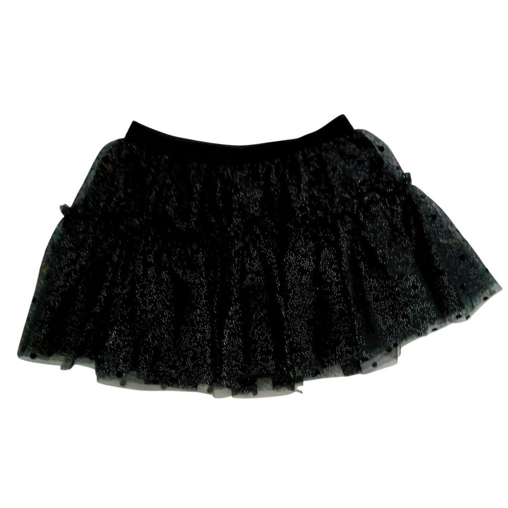 Cat & Jack XS Girls Black Sparkly Tulle Skirt Polyester & Nylon Made In Indonesi